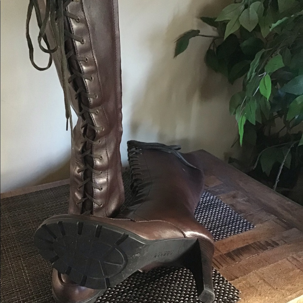 Ralph Lauren Tall leather lace up boots
